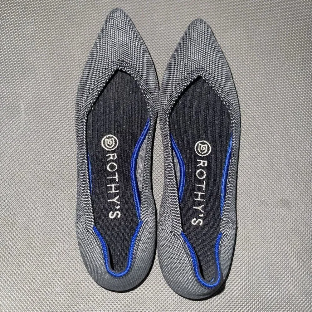 Rothy’s The Point Cloud Gray Birdseye Knit Pointed Toe Flats Womens Size 6